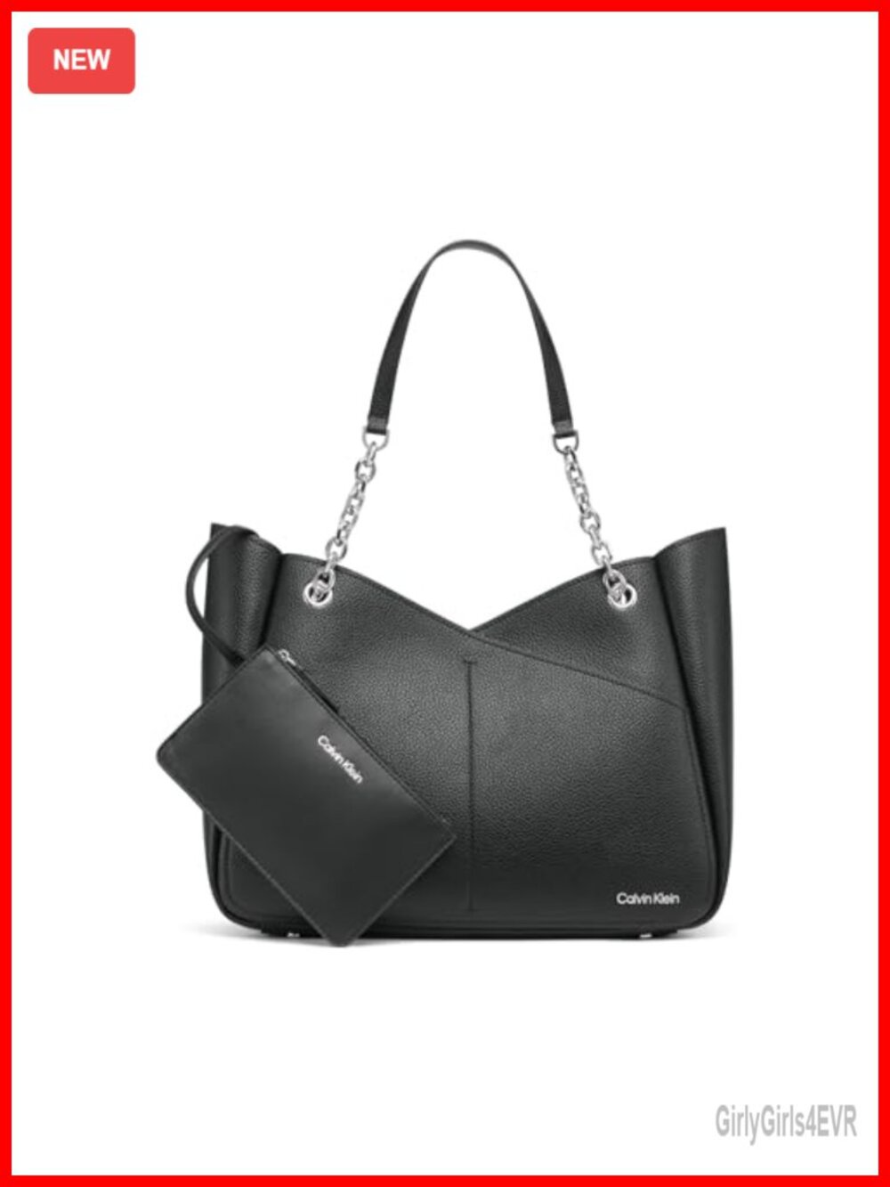 Vegan Leather Tote Bag with Removable Pouch, Satchel Handbag